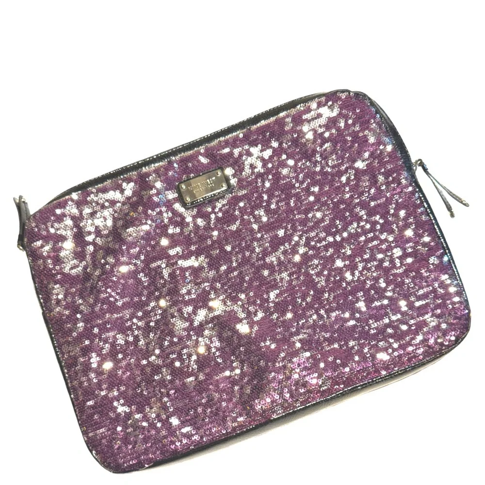 Nine West Laptop Bag Pink and Silver Glitter with Zipper Closure - Picture 1 of 10